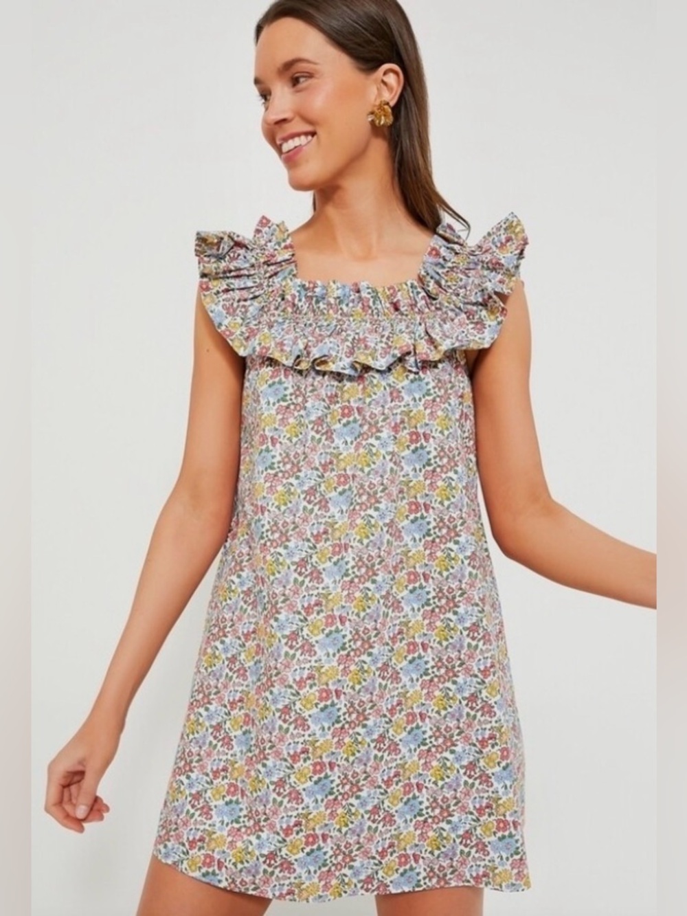 Hyacinth House Maria 100% Cotton Floral Multi Ruffle Mini Dress Size Xs - Picture 4 of 11